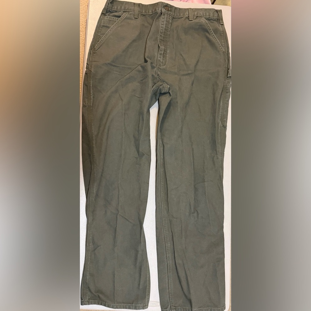 Carhartt B11 MOS Pants Men’s Sz 38x34 Green Carpenter Dungaree Fit Duck Canvas
